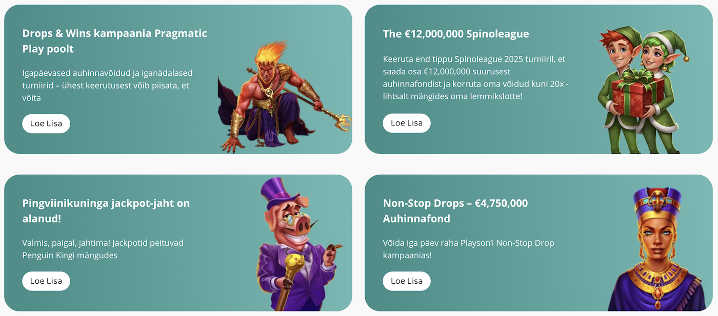 Slotparadise kasiino pakkumised Eestis 2026 aastal