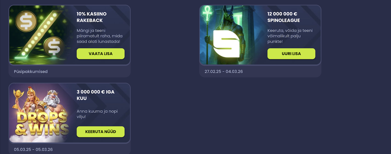 Kasiino pakkumised Epicbet Eesti online kasiinos 2026