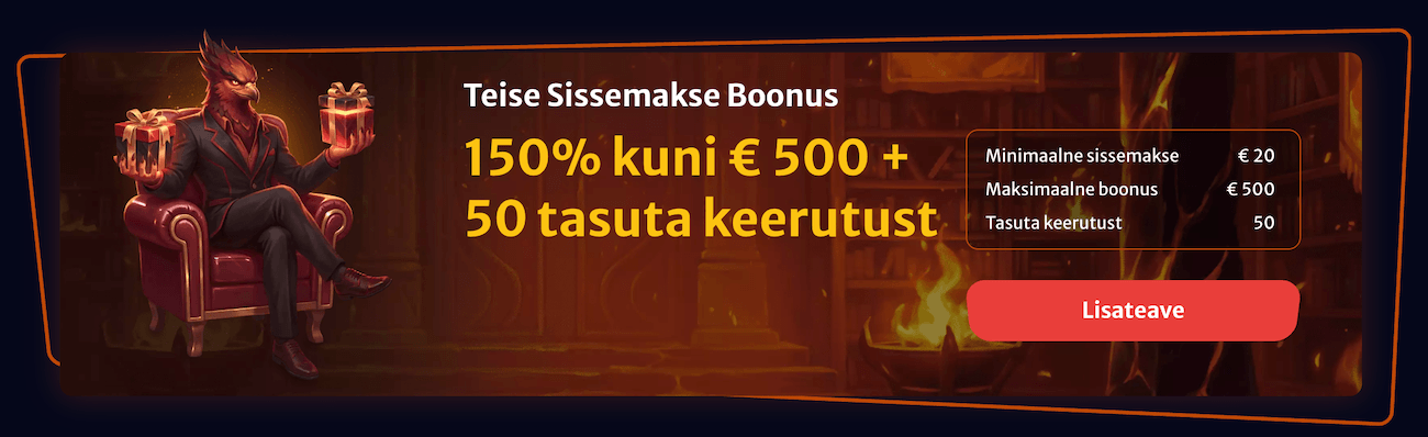 Hellwinz teise sissemakse boonus 150% kuni 500 € + 50 tasuta spinni