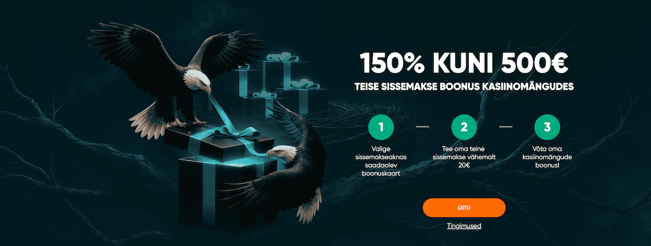 Iviwin teise sissemakse boonus 150% kuni 500 € + 50 tasuta spinni